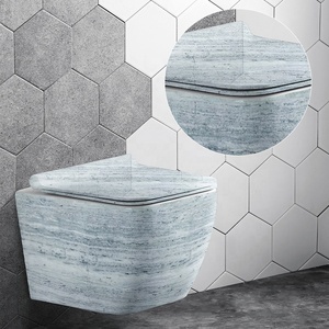 Inodoro suspendido de cerámica con diseño de mármol, de descarga por arrastre, para montaje en pared - Product Image 6