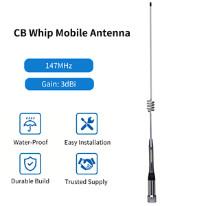 Antena de Látigo de Acero Inoxidable VM10A 147MHz CB, Base de Resorte Flexible de Alta Resistencia para Camioneta, Jeep, Todoterreno, <span class=keywords><strong>Radio</strong></span> de Banda Ciudadana - Product Image 2