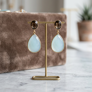 Sterling Silver <b>Drop</b> Earrings Handmade Quartz Boho Fashion Earrings - Product Image 3