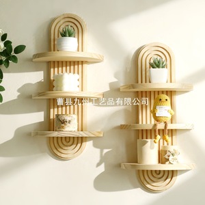 Nouveau produit transfrontalier : Étagère murale ovale en spirale multicouche créative en bois massif pour plantes, artisanat en bois, décoration intérieure. - Product Image 1