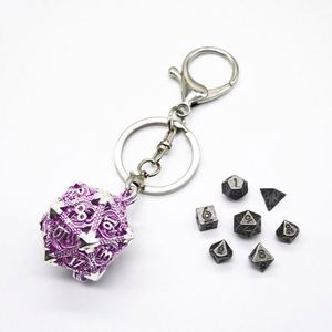 Juego de Dados Poliédricos Metálicos Mini D&D al por Mayor, Jaula Abrible para D20, Llavero Portátil, 7 Piezas Pequeñas, para Juegos de Mesa RPG - Product Image 1