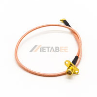 Câble coaxial RF à sertir SMA femelle à 2 trous avec bride vers MMCX mâle à angle droit