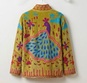 Hand Embroidered Quilted Cotton Winter <b>Jacket</b> Women's <b>Mandarin</b> <b>Collar</b> Floral Pattern Full Sleeve Thick Autumn Coat - Product Image 4