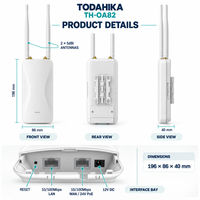 Point d'accès WiFi extérieur longue portée TODAHIKA TH-OA82 AC1200 double bande, couverture jusqu'à 200 m, protection IP65 du fabricant