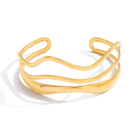 Bracelets empilés en acier inoxydable doré pour femme Ensemble minimaliste de bracelet de vague de chaîne à maillons de pierres précieuses rouges