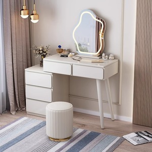 Nordic Style Dressing Table With Mirror Natural Wood Color Bedroom Vanity Unit Birch Wood Storage <b>Drawer</b> Furniture - Product Image 3
