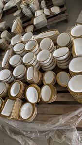 Vaisselle de luxe en céramique blanche dorée, vieux stock, prix bon marché, vendu en tonnes, emballage mixte, prix de gros, expédié de Chaozhou - Product Image 5