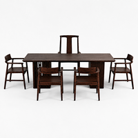 Ensemble de table à thé personnalisable en placage de noyer, fauteuils de salon à dossier haut, chaises d'appoint pour salon