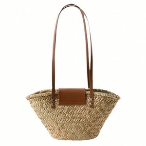 Nouveau sac d'été 2024 en paille naturelle, petit sac de plage en jonc de mer pour femme avec couvercle en cuir PU - Product Image 6