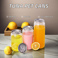 Boîtes transparentes en plastique pour animaux de compagnie, avec couvercle à anneau facile à ouvrir, 300ml, 350ml, 400ml, 450ml, 500ml, pour boissons, aliments, café, soda, crème