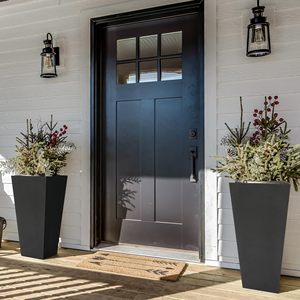 <span class=keywords><strong>Vasi</strong></span> di <span class=keywords><strong>fiori</strong></span> in plastica 2 pezzi fioriera quadrata con struttura opaca bianca per Patio sul portico anteriore - Product Image 5