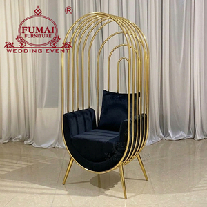 Forma de jaula de oro de acero inoxidable trono rey boda oro pájaro jaula silla para boda - Product Image 4
