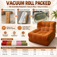 Fauteuil de salon en velours côtelé, siège individuel, canapé de sol compressé avec design capitonné pour salon et chambre à coucher