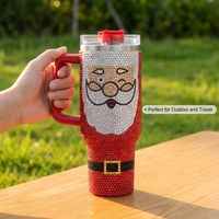 Cadeau de Noël : Ensemble de tasses à café isothermes sous vide en acier inoxydable 40oz, 8 couleurs, avec poignée motif dessin animé et paille, vente en gros