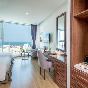 Cama de hotel American Home Hotel Muebles de dormitorio de tamaño completo King Queen Hotel negro Marco de cama de madera maciza con LED LEAMP QUUEN BED - Product Image 2