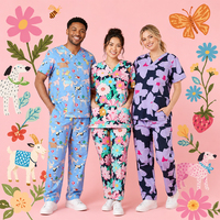Blouses d'hôpital imprimées en coton riche, motifs floraux, pour femmes, infirmières, médecins, cliniques dentaires, Australie, vente en gros, OEM, ODM