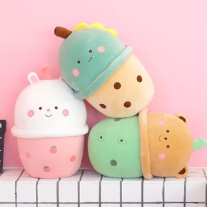 Ruunjoy 50cm leche Boba Plushie Kawaii taza de té juguete de peluche suave relleno rosa fresa sabor sostener almohada bola Bubo cojín Juguetes - Product Image 1