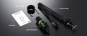 Kit de bras articulé pour microphone dynamique Type-C/<span class=keywords><strong>XLR</strong></span> personnalisé, cardioïde, suppression du bruit, éclairage RGB, en plastique – Idéal pour le podcasting professionnel - Product Image 6