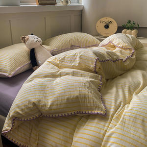 Juego de ropa de cama simple lavado, cubierta de sábana Ins de cuatro piezas, juego de tres piezas, relleno de algodón PP para aliviar el estrés - Product Image 2