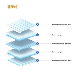 Elintree Fourniture d'usine de couches biodégradables Couches pour bébé en fibre de bambou TCF extra-absorbantes avec noyau SAP japonais - Product Image 3
