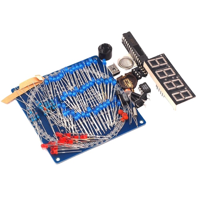 Four rotating electronic clock kit temperature control light control clock DS1302 rotating LED DIY production spare parts