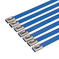 Attache-câble en acier inoxydable de 15 mm de large, robuste, avec revêtement époxy, à boule autobloquante, pour applications marines et de pipeline
