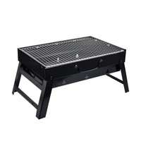 Barbecue portable pliable en acier noir avec surface antiadhésive pour le camping et l'utilisation en extérieur dans le jardin