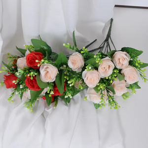 SAISON <span class=keywords><strong>Pas</strong></span> <span class=keywords><strong>Cher</strong></span> Prix 27CM Rose Bush Soie Artificielle Mariage En Gros Roses Artificielles Rose Chaud Roses Fleurs - Product Image 5