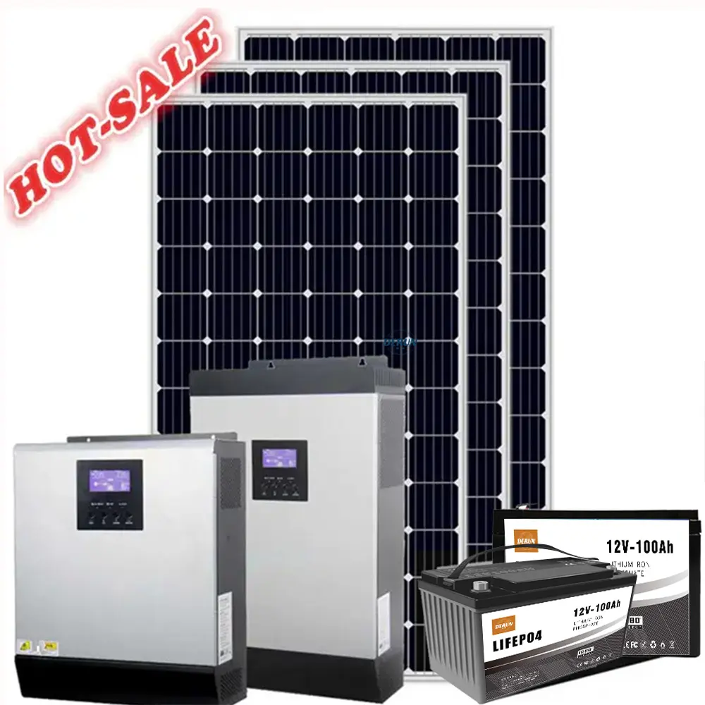 DERUN 1kw Small Solar Power System Manufacturers 12V Hybrid Off-Grid Solar System For Solar power generation system