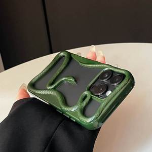 Custodia protettiva speciale per telefono con serpente stile caldo per <span class=keywords><strong>iPhone</strong></span> 16Pro Max <span class=keywords><strong>11</strong></span> 13 14 15Plus con caratteristiche rosse e verdi per <span class=keywords><strong>iPhone</strong></span> 17 - Product Image 1