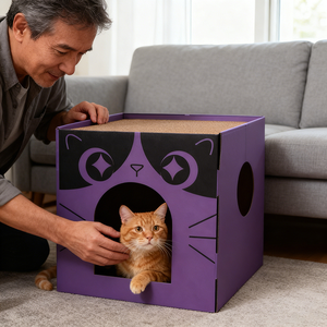 Factory Direct Wholesale, Custom Fruit Printed <strong>2</strong>-<strong>Tier</strong> <strong>Cat</strong> Villa, Corrugated Paper Material, Foreign Trade Pet <strong>Bed</strong> Bestseller - Product Image 1