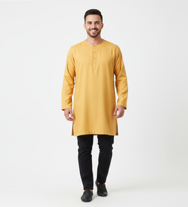 Salwar Kurta Pyjama de Algodón TR Liso de Moda Raya 2025 con Diseños Modernos en Cuello y Mangas para Hombre - Product Image 4