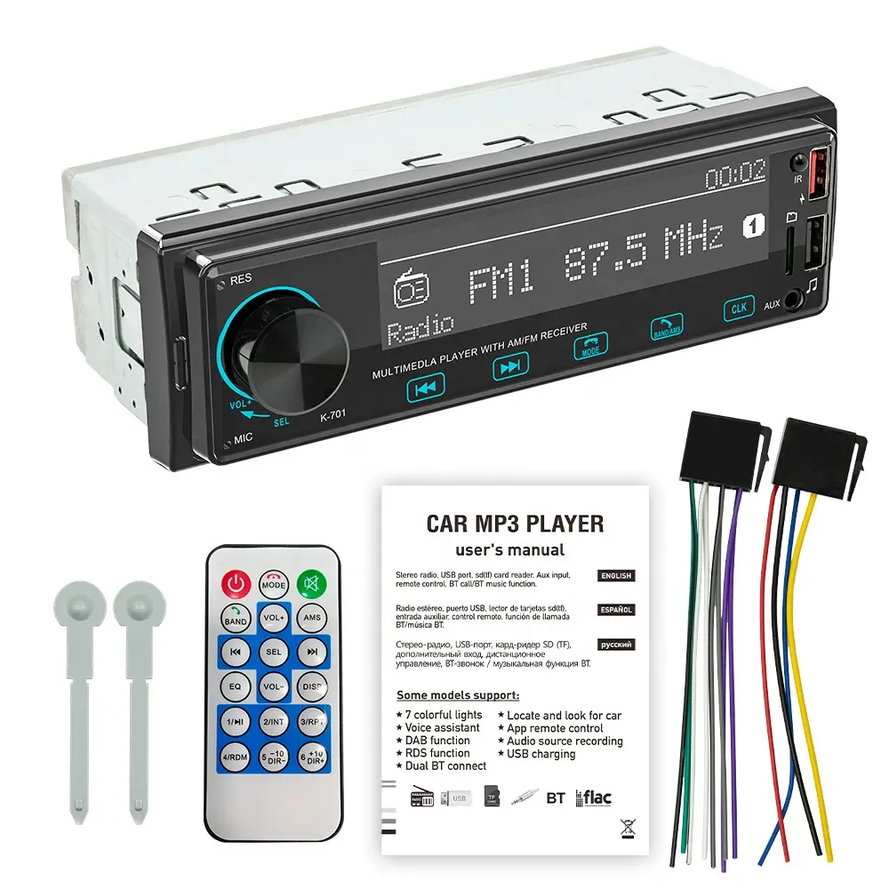 K701 Universal Car Radio 1 Din Stereo Aux-in Fm Receiver 2.5D Display Car Mp3 CD DVD Player Radio Carro AVH