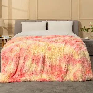 Diskon besar-besaran kustom 100% poliester selimut flanel bulu domba warna abu-abu lembut Puffy bulu palsu selimut lempar untuk tempat tidur musim dingin