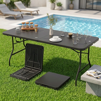 Table de fête pliable en plastique Moon de 1,8 m, plateau résistant à l'usure pour banquets intérieurs et fêtes en plein air