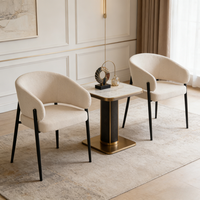 Chaise de salle à manger semi-circulaire rembourrée en tissu lin, chaise d'appoint pour la maison, le restaurant, l'hôtel