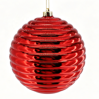 Boule de Noël en plastique de 20 cm, grande, à rayures côtelées électro-plaquées, à suspendre, pour la décoration des fêtes