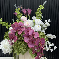 Composition florale artificielle personnalisée PPS, boule florale bordeaux, idéale pour la décoration de table de mariage et d'événements – Meilleure vente