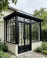 Puertas Dobles Arqueadas con Rejilla Interior, Apertura Manual, Construcción de Aleación de Aluminio para Uso en Patio