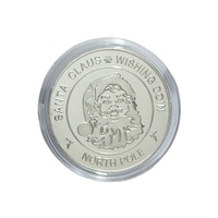 Pièce de monnaie commémorative en fer de commerce extérieur occidental, Père Noël, cadeau de Noël, artisanat métallique gaufré, étui de protection transparent