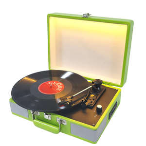 Tocadiscos de Vinilo Portátil Personalizado de Fábrica, Reproductor de Discos de 3 Velocidades, Gramófono con Bluetooth, FM, CD, Luz LED, Decoración para el Hogar, Audio de Alta Fidelidad - Product Image 4