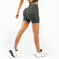 Shorts de yoga taille haute pour femmes, grande taille, en spandex/nylon, avec logo personnalisé, sans couture, élastiques à la taille, respirants et à séchage rapide, avec contour 3D