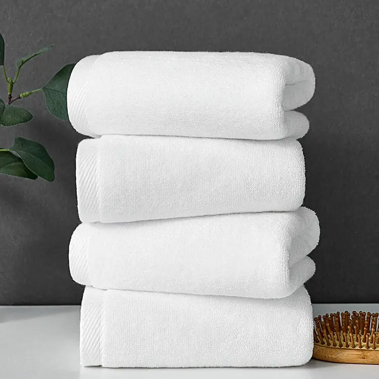 Yüksek kalite 100% terry bez otel otel Spa için pamuk havlu yumuşak beyaz pamuk banyo havlusu hızlı kuru lüks