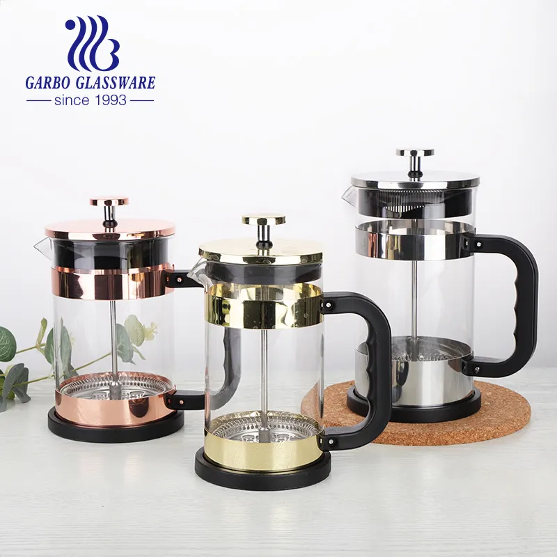 Hoge Kwaliteit 600Ml Handgeblazen Hoge Temperatuur Hoge Borosilicaatglas Koffiezetapparaat Franse Pers Koffieplunjer