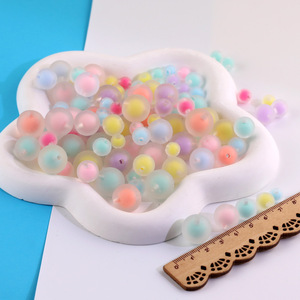Perles rondes givrées 8mm 10mm 12mm 14mm 16mm en acrylique, résine plastique, perles en vrac pour la création de bijoux DIY - Product Image 3