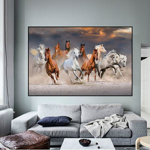 ブラウンブラックランニングホースウォールアート写真とモダンアニマルポスター、キャンバスプリント、ホームリビングルームの装飾、ギフトとして - Product Image 4