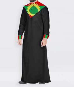 Jubah bermotif hitam Saudi pria Muslim Dubai, jubah longgar nyaman kasual kualitas tinggi - Product Image 1
