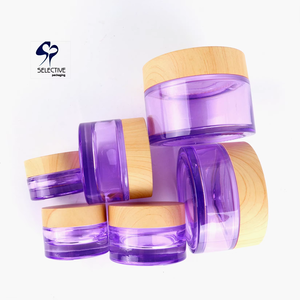 Envase Cosmético de Bambú Personalizado Shuangyu SY-C5092, Tarro de Vidrio Esmerilado <span class=keywords><strong>Morado</strong></span> de 5g/15g/30g/50g con Pulverizador y Tapa de Bambú - Product Image 1