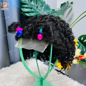 Parrucche per bambini 4*4 parrucche con chiusura in pizzo per bambini indiani capelli umani in pizzo e ricci senza colla anteriore <span class=keywords><strong>parrucca</strong></span> per giovane donna - Product Image 2