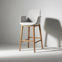 Chaise haute de style nordique moderne, tabouret de bar en bois massif pour comptoir de cuisine avec dossier